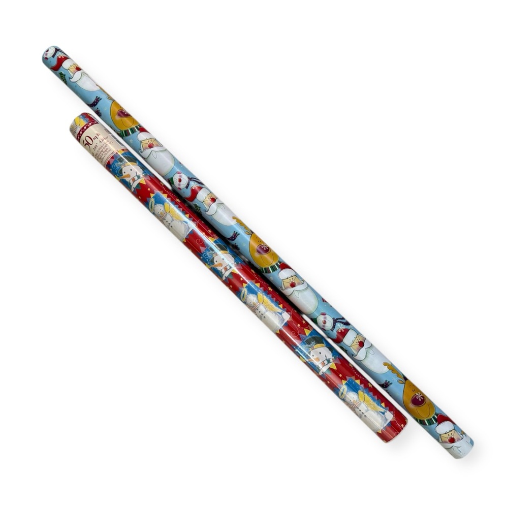 Festive Snowman Wrapping Paper Vintage